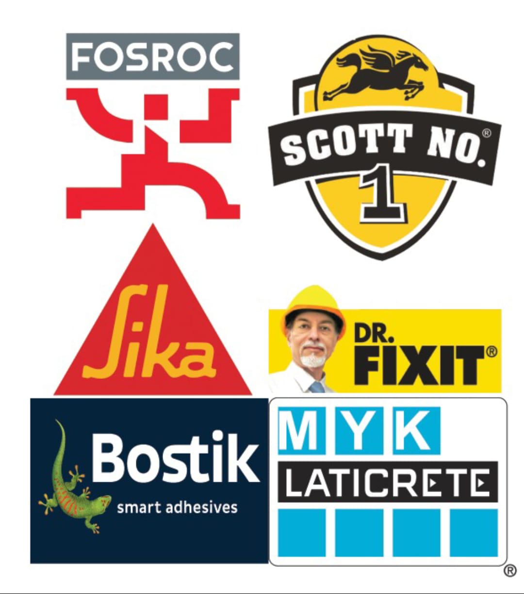 Waterproofing Brands - FOSROC, SCOTT NO. 1, Sika, DR. FIXIT, Bostik, MYK LATICRETE